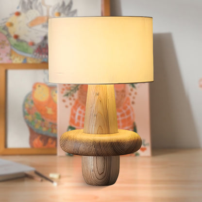 Buddha Til Art Deco Wood Table Lamp