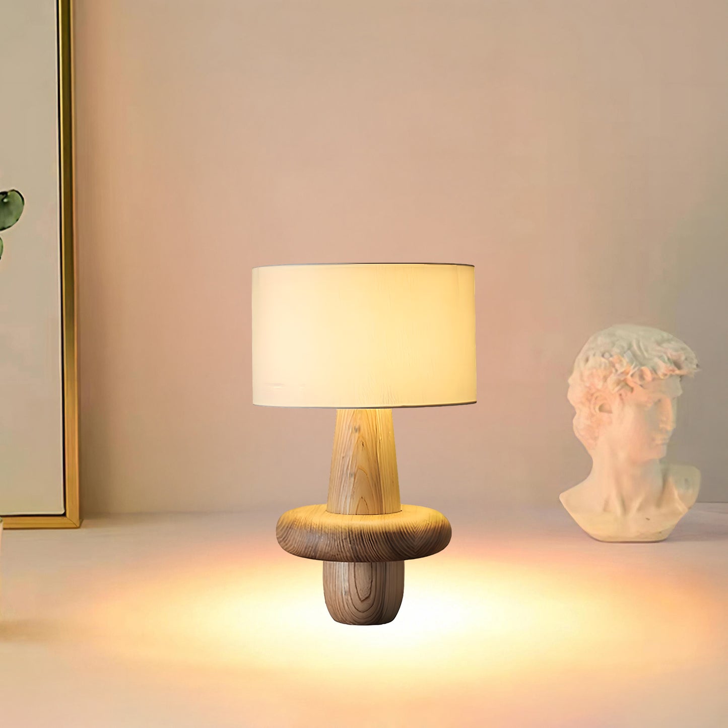 Buddha Til Art Deco Wood Table Lamp