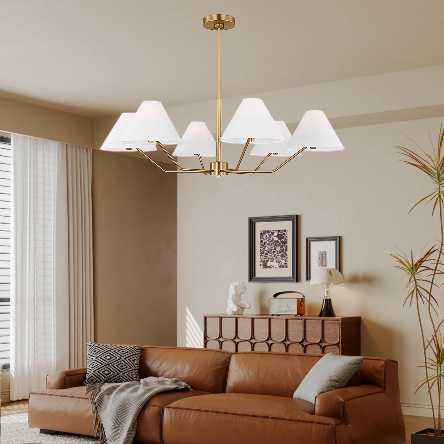 Burke Mid-century Brass Chandelier