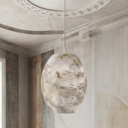 Camille Alabaster Eclectic Metal Pendant Lamp