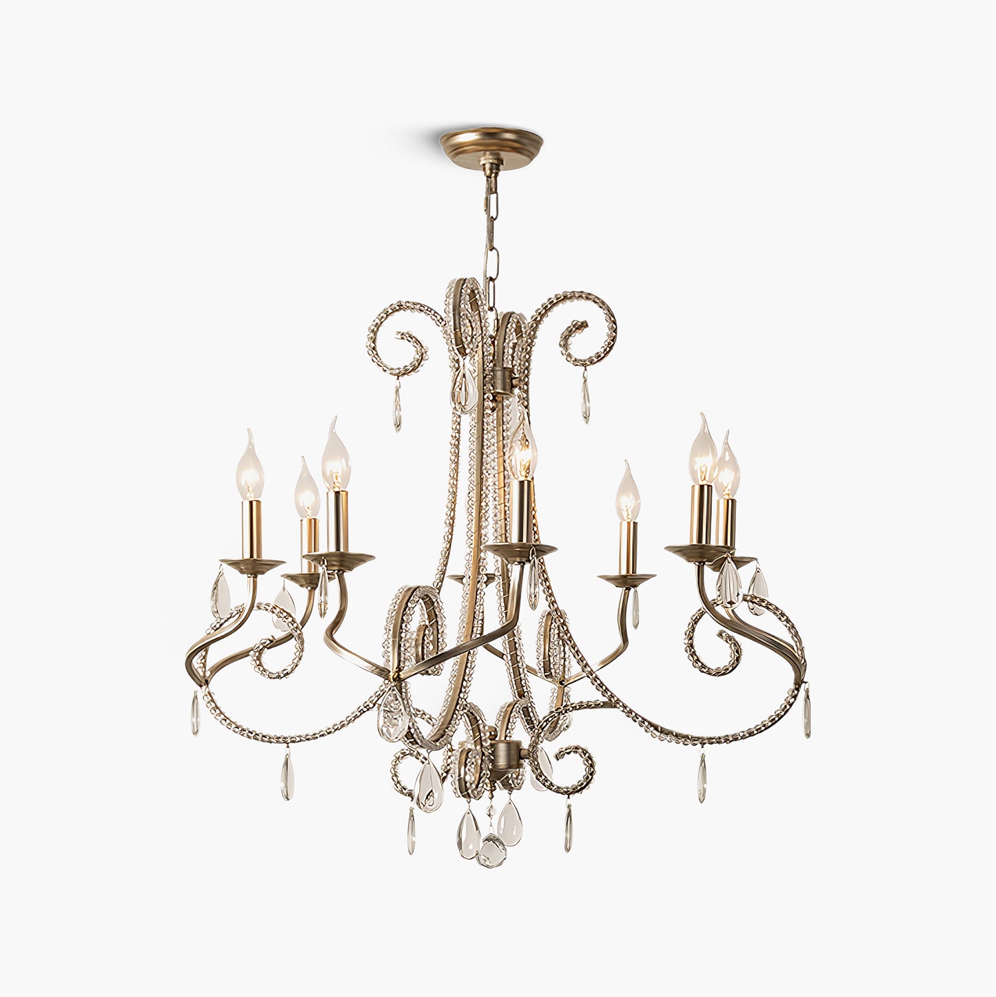 Candle Crystal Traditional Metal Chandelier