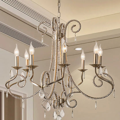 Candle Crystal Traditional Metal Chandelier