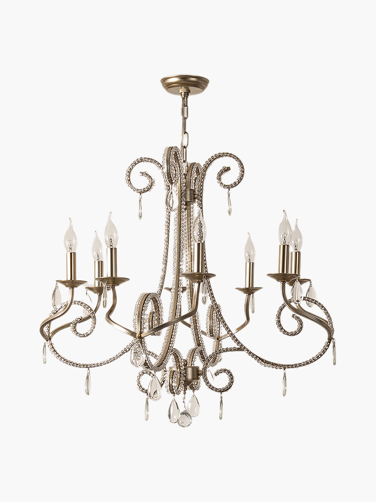 Candle Crystal Traditional Metal Chandelier