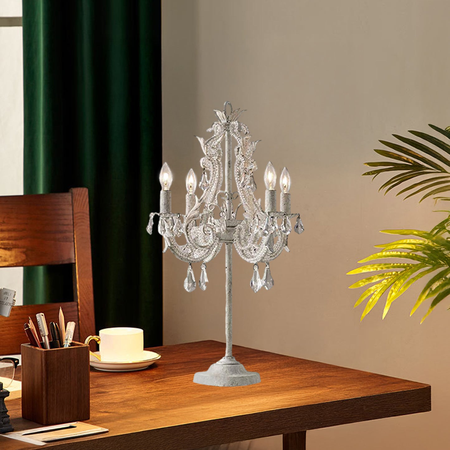 Candle Holder Classic Crystal Table Lamp