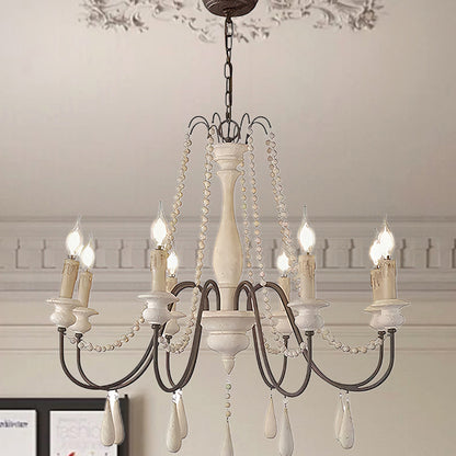 Candle Style Beaded Vintage Metal Chandelier