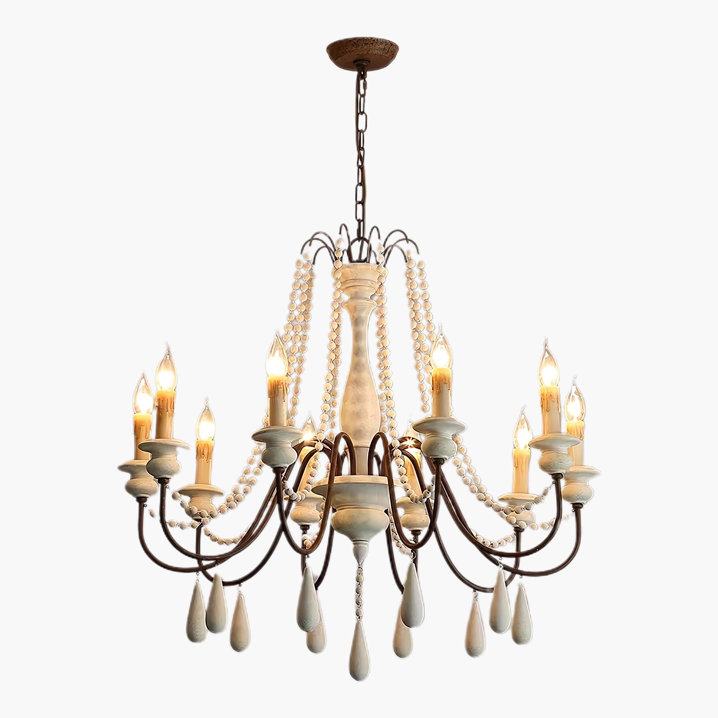 Candle Style Beaded Vintage Metal Chandelier