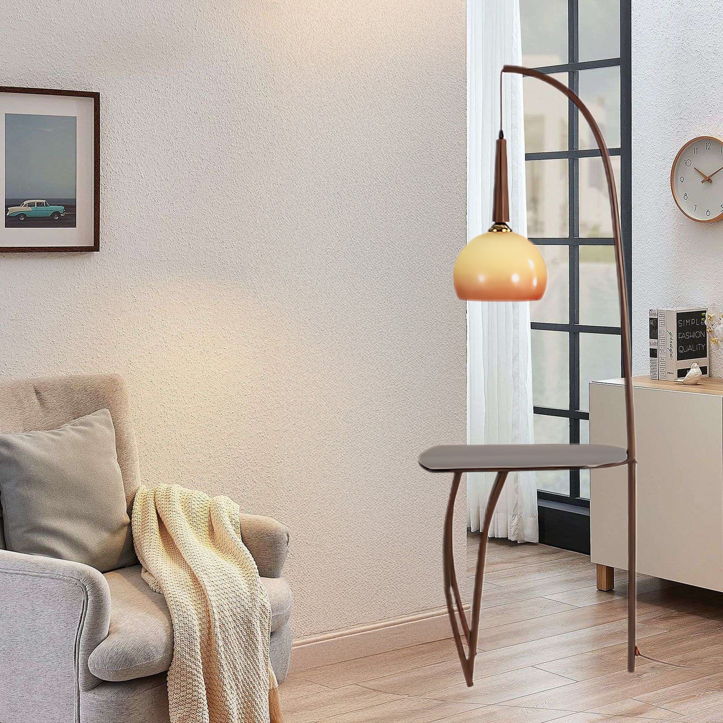 Cantilever Wood Accent Traditional Crystal Floor Lamp