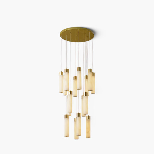 Celestial Alabaster Cascade Minimalist Brass Chandelier