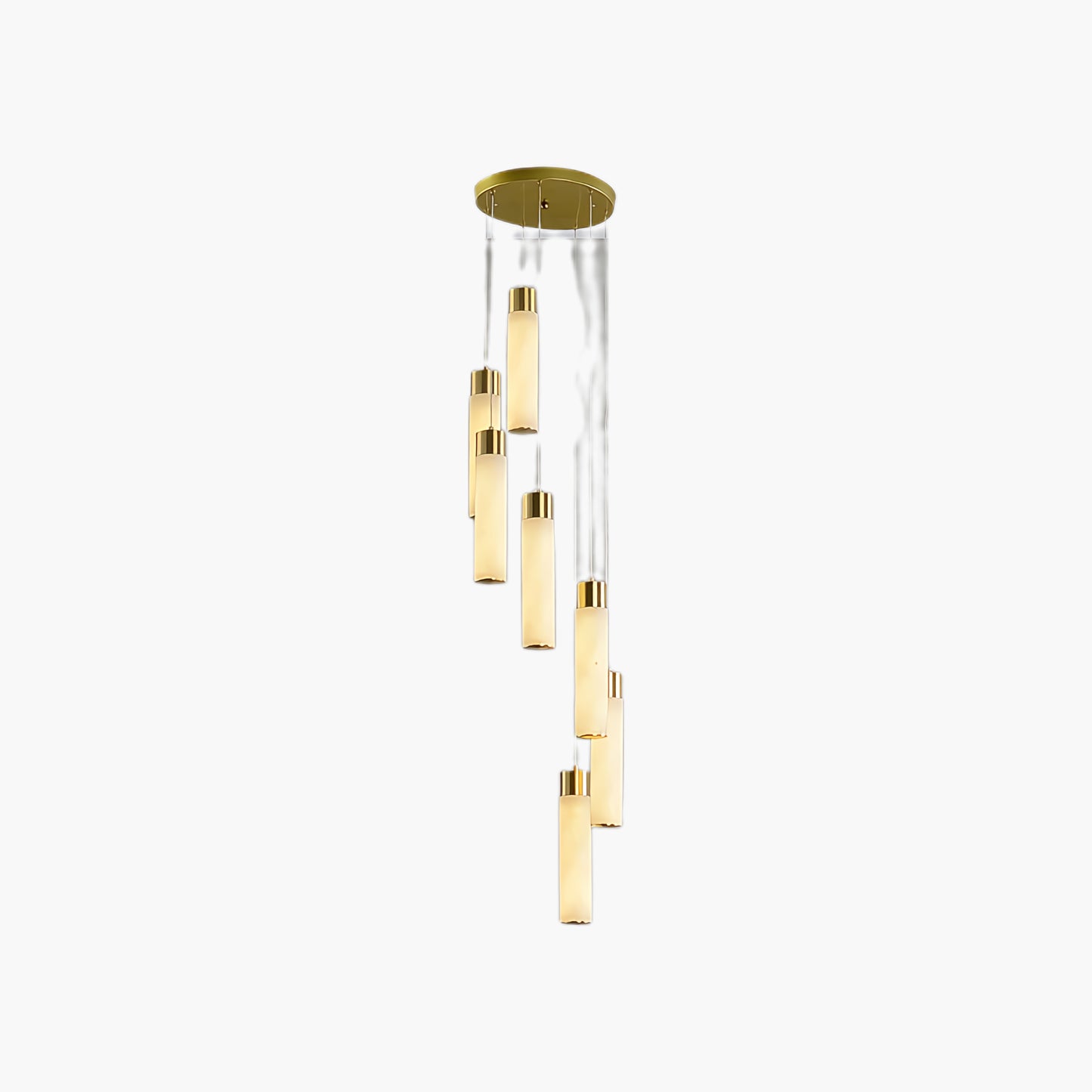 Celestial Alabaster Cascade Minimalist Brass Chandelier