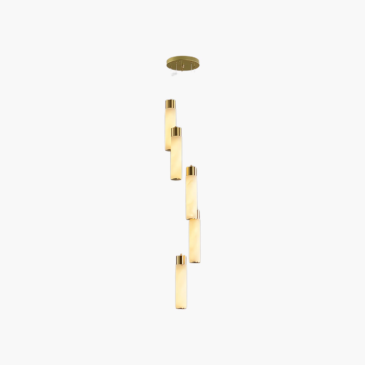 Celestial Alabaster Cascade Minimalist Brass Chandelier