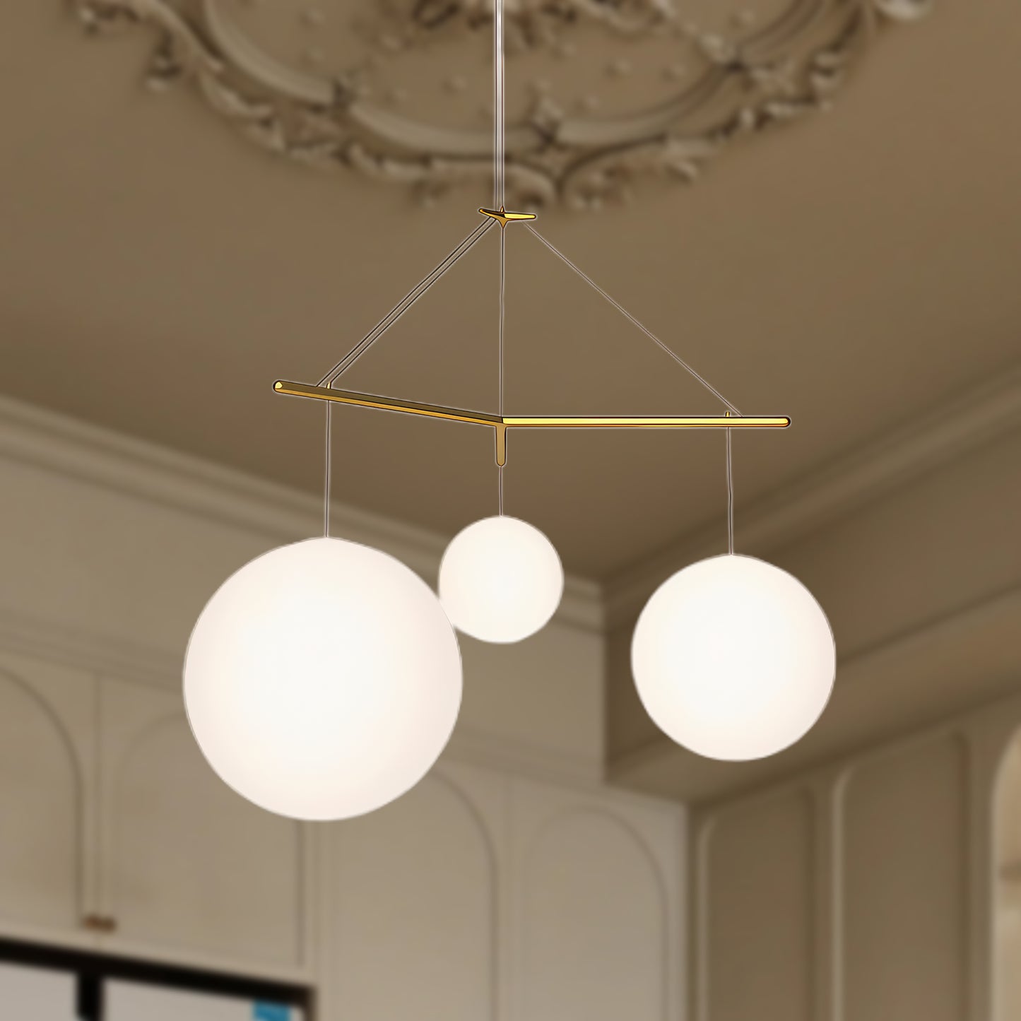 Celestial Orb Trio Minimalist Crystal Pendant Lamp