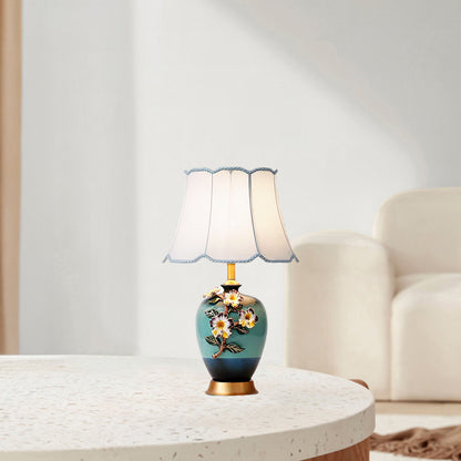 Ceramic Pattern Eclectic Metal Table Lamp