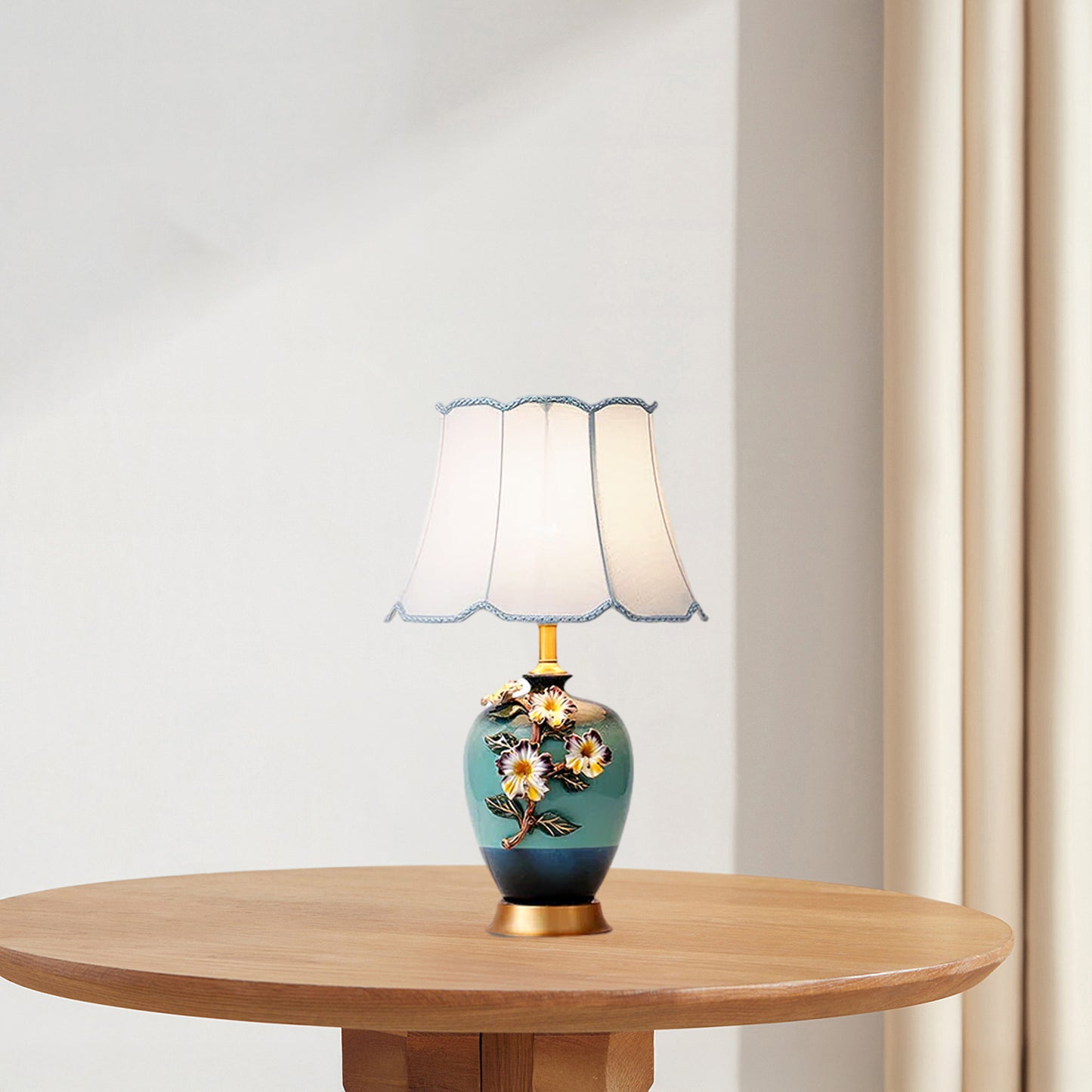 Ceramic Pattern Eclectic Metal Table Lamp