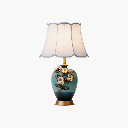 Ceramic Pattern Eclectic Metal Table Lamp