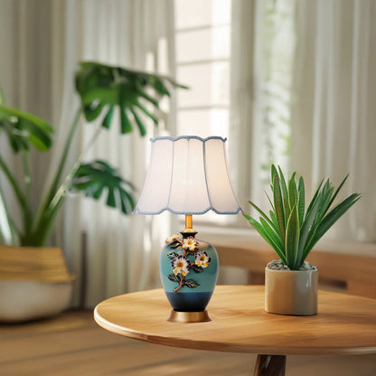 Ceramic Pattern Eclectic Metal Table Lamp