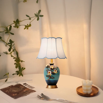 Ceramic Pattern Eclectic Metal Table Lamp