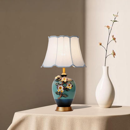 Ceramic Pattern Eclectic Metal Table Lamp