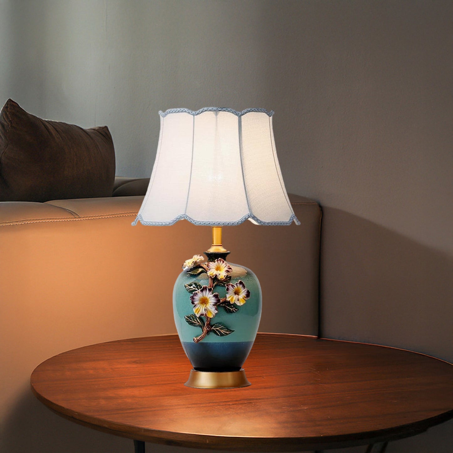 Ceramic Pattern Eclectic Metal Table Lamp