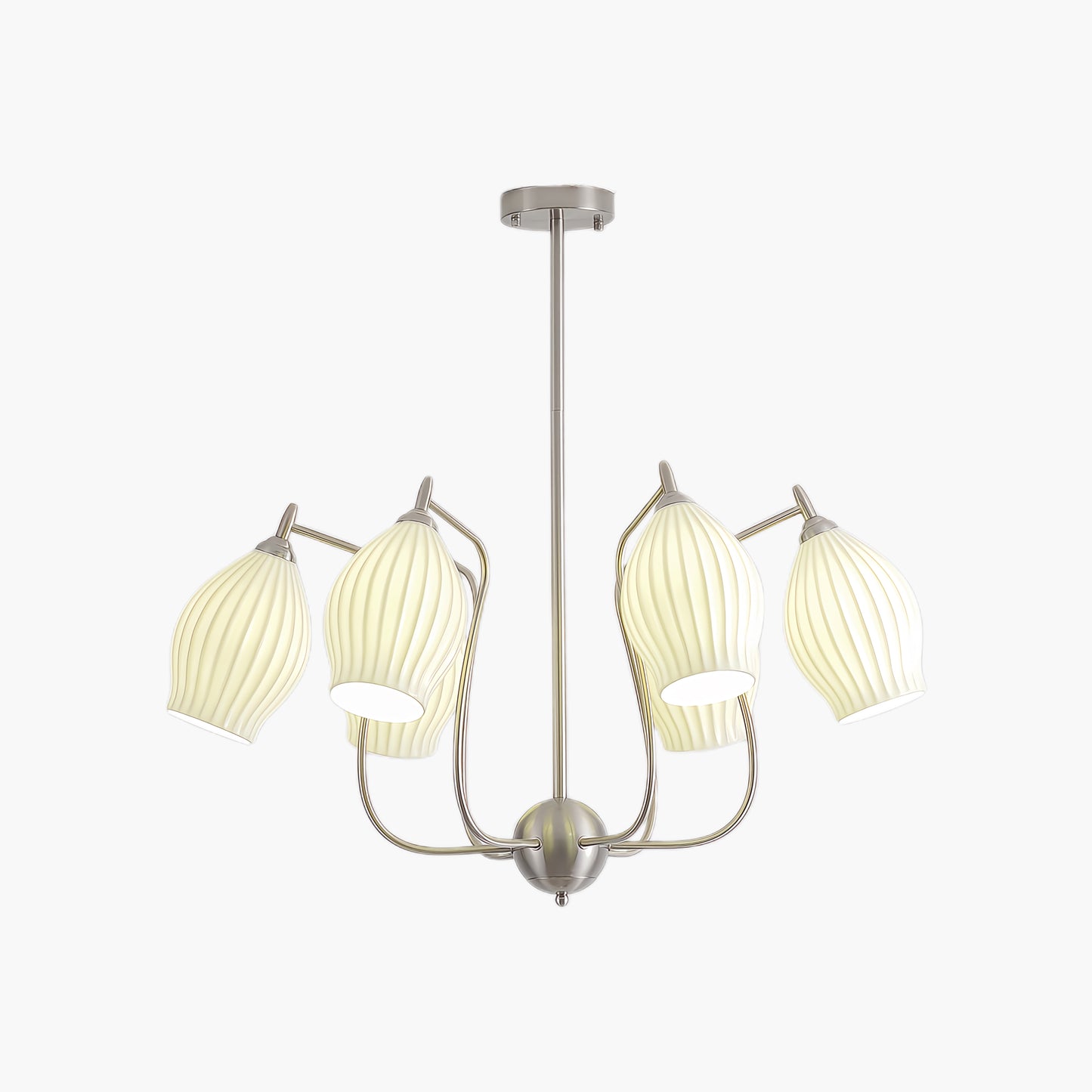 Ceramic Ribbed Eclectic Crystal Chandelier