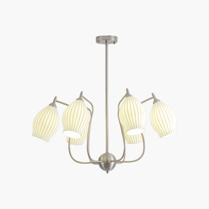 Ceramic Ribbed Eclectic Crystal Chandelier