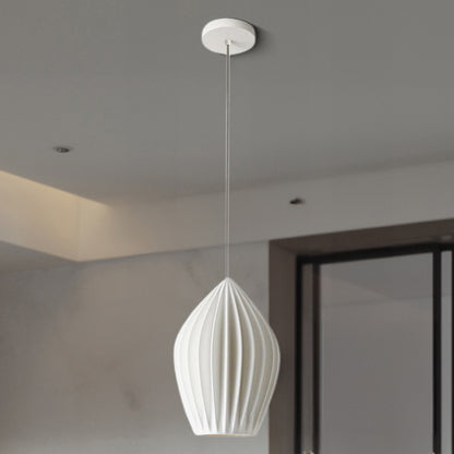 Ceramic Ribbed Eclectic Crystal Pendant light