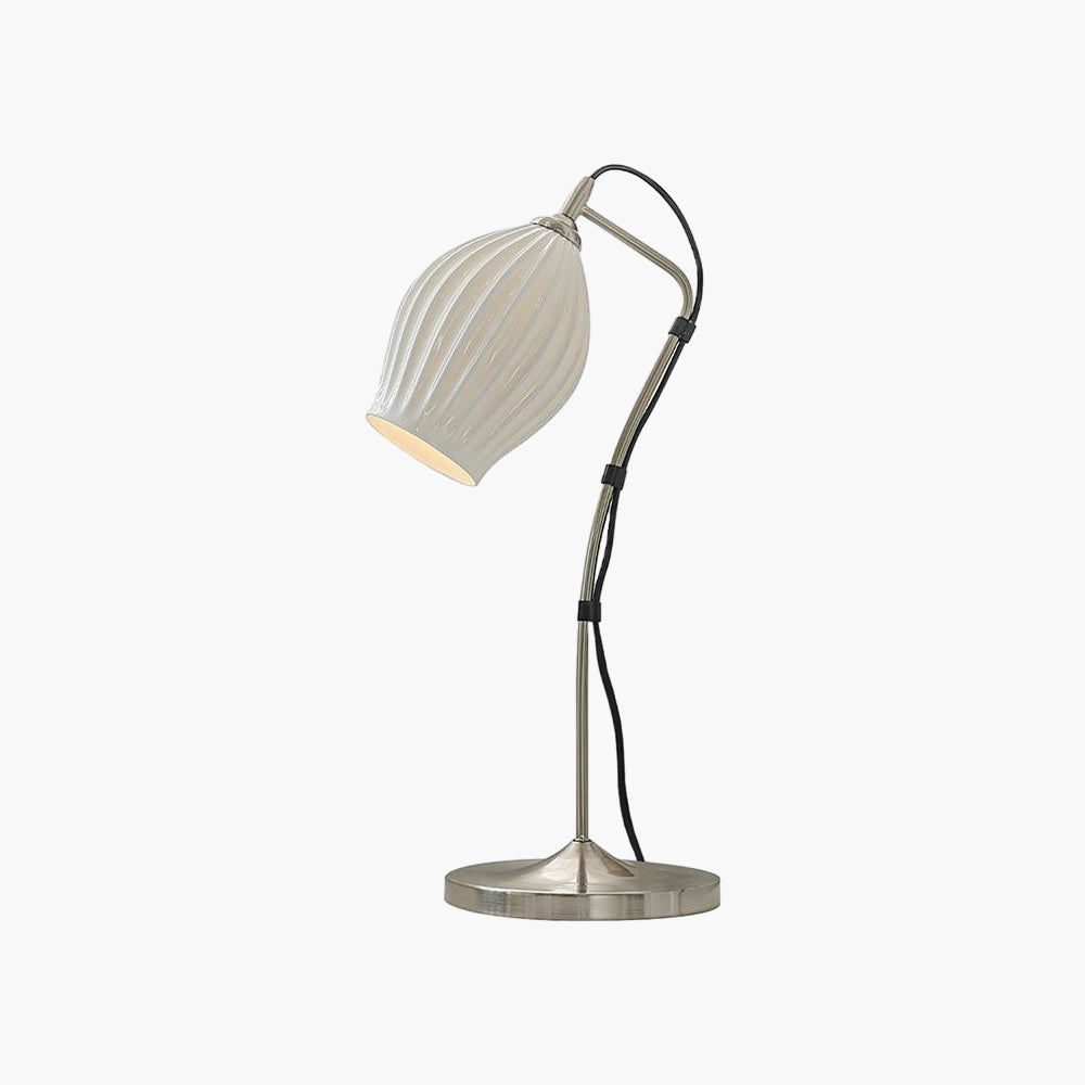 Ceramic Ribbed Eclectic Metal Table Lamp