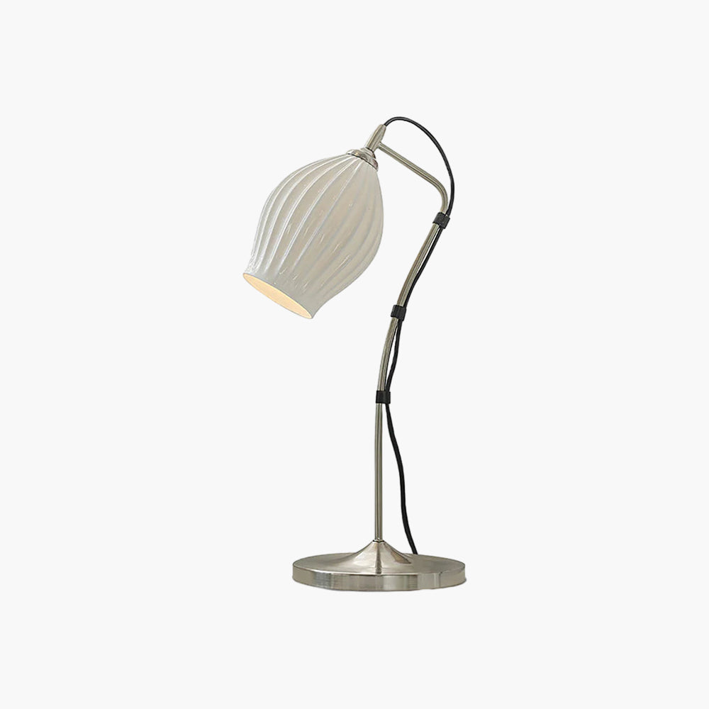 Ceramic Ribbed Eclectic Metal Table Lamp