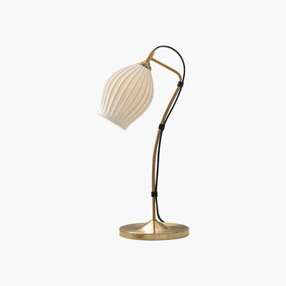 Ceramic Ribbed Eclectic Metal Table Lamp