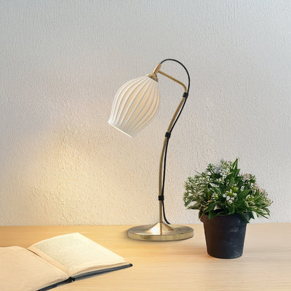 Ceramic Ribbed Eclectic Metal Table Lamp