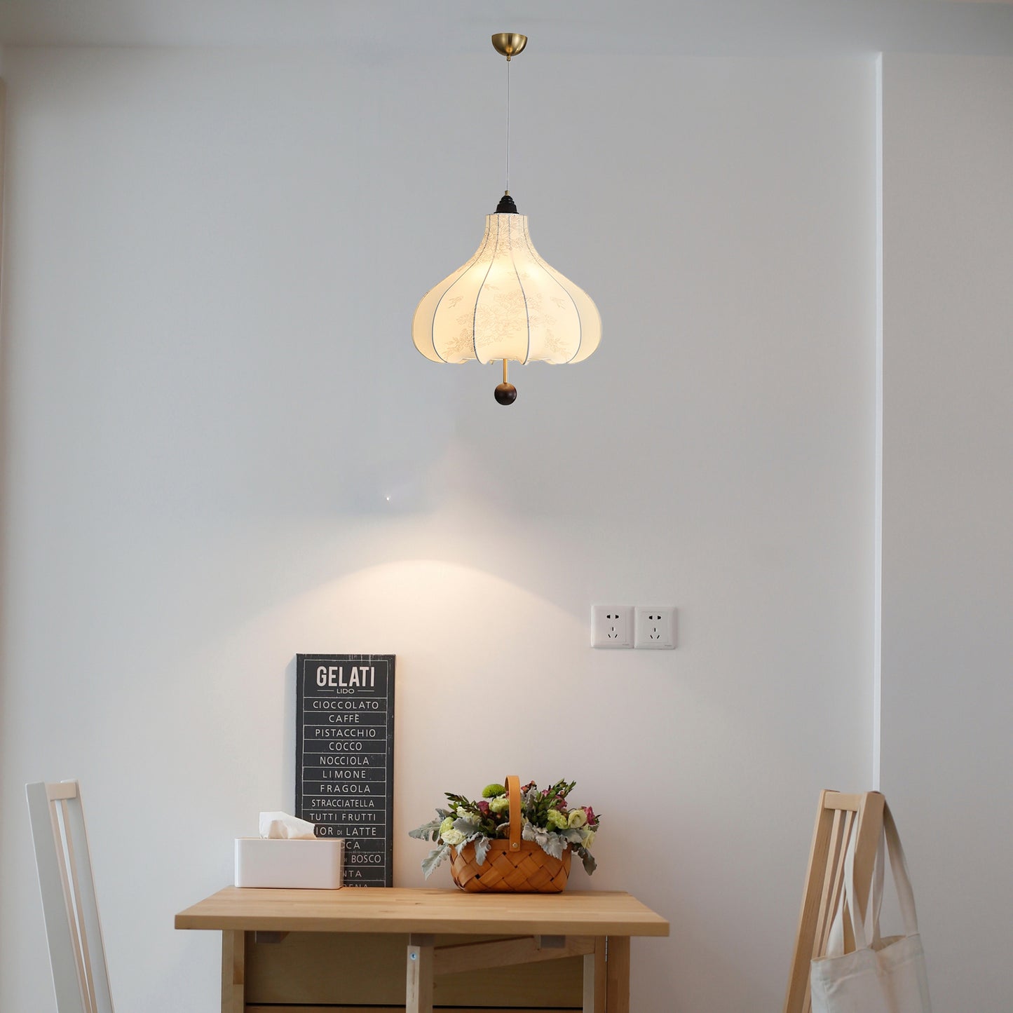 Chestnut Fabric Vintage Metal Pendant Light