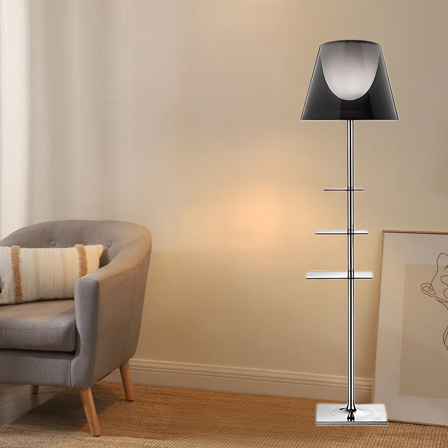 Chrome Prism Side Table Modern Metal Floor Lamp