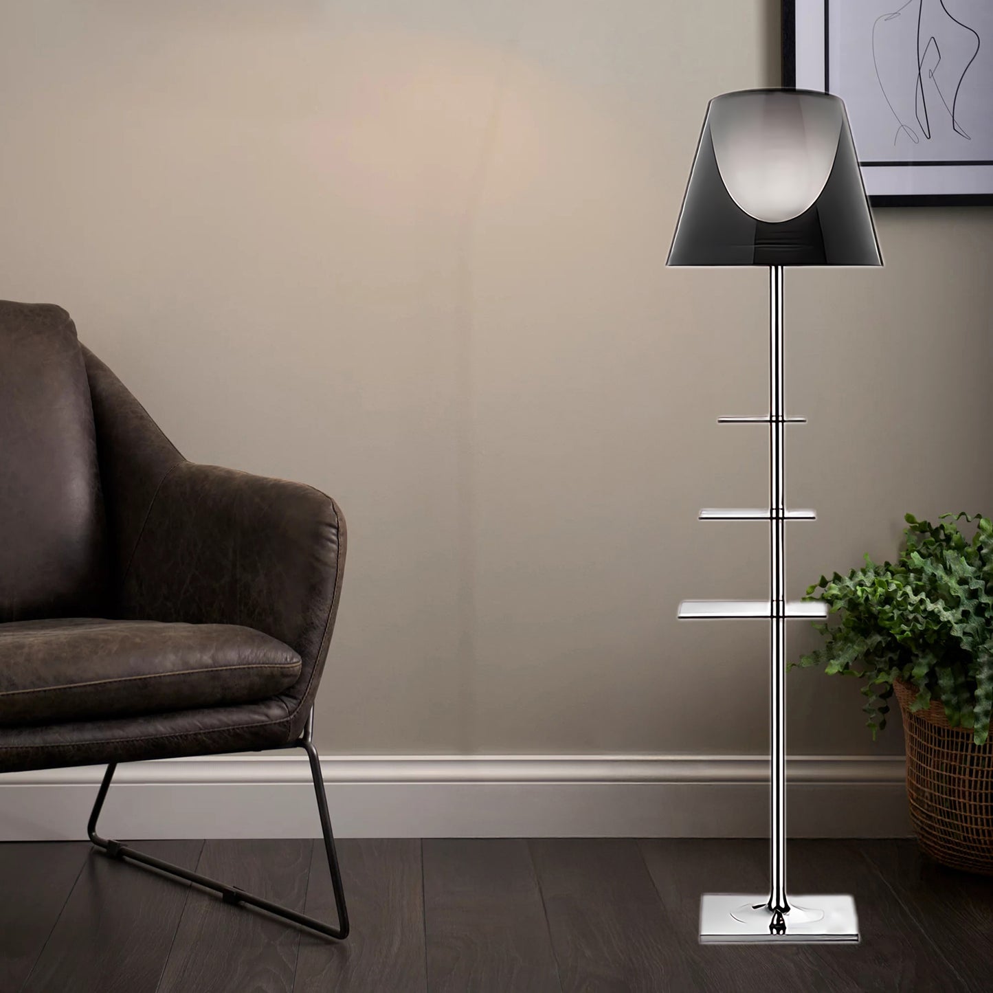 Chrome Prism Side Table Modern Metal Floor Lamp