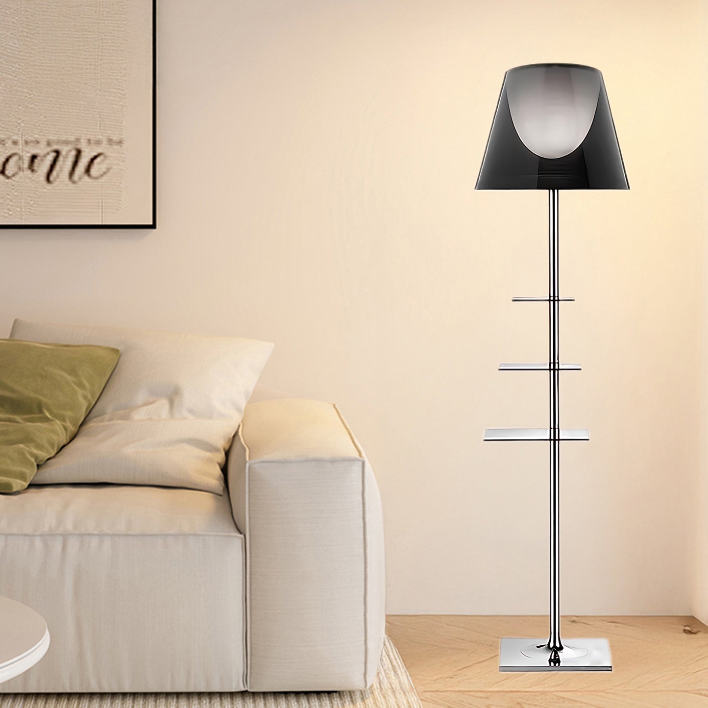 Chrome Prism Side Table Modern Metal Floor Lamp