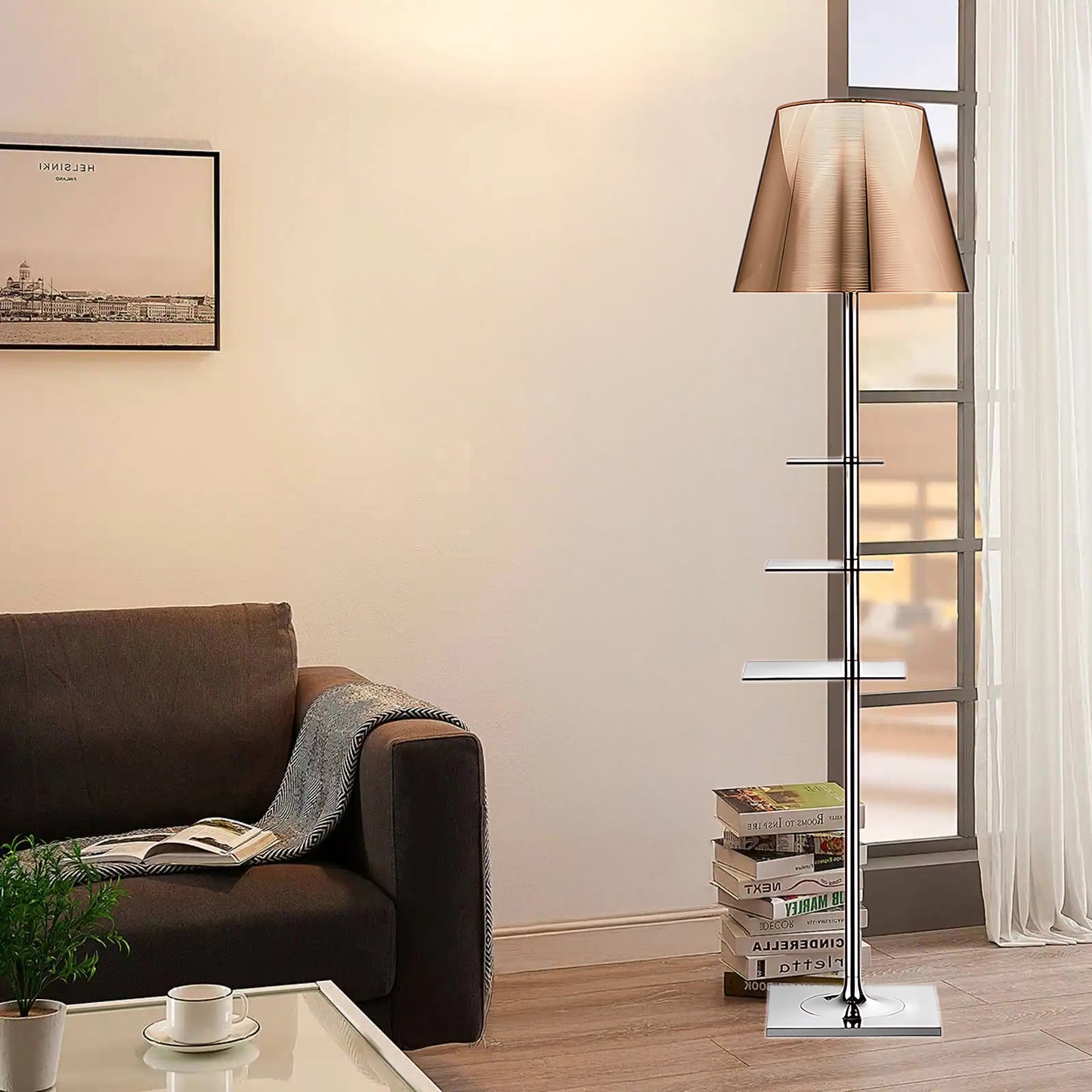 Chrome Prism Side Table Modern Metal Floor Lamp