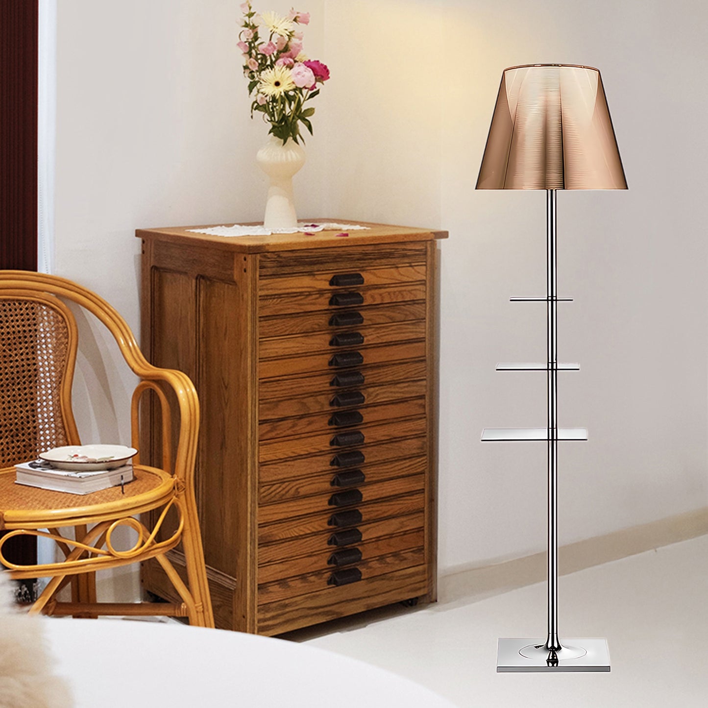 Chrome Prism Side Table Modern Metal Floor Lamp