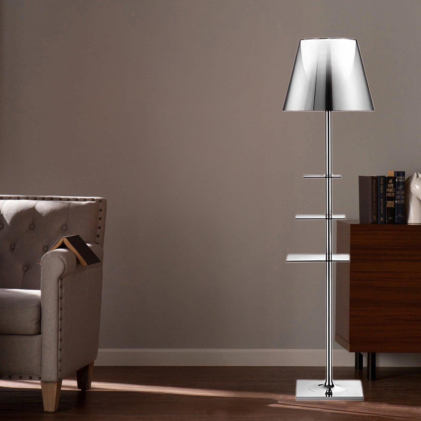 Chrome Prism Side Table Modern Metal Floor Lamp