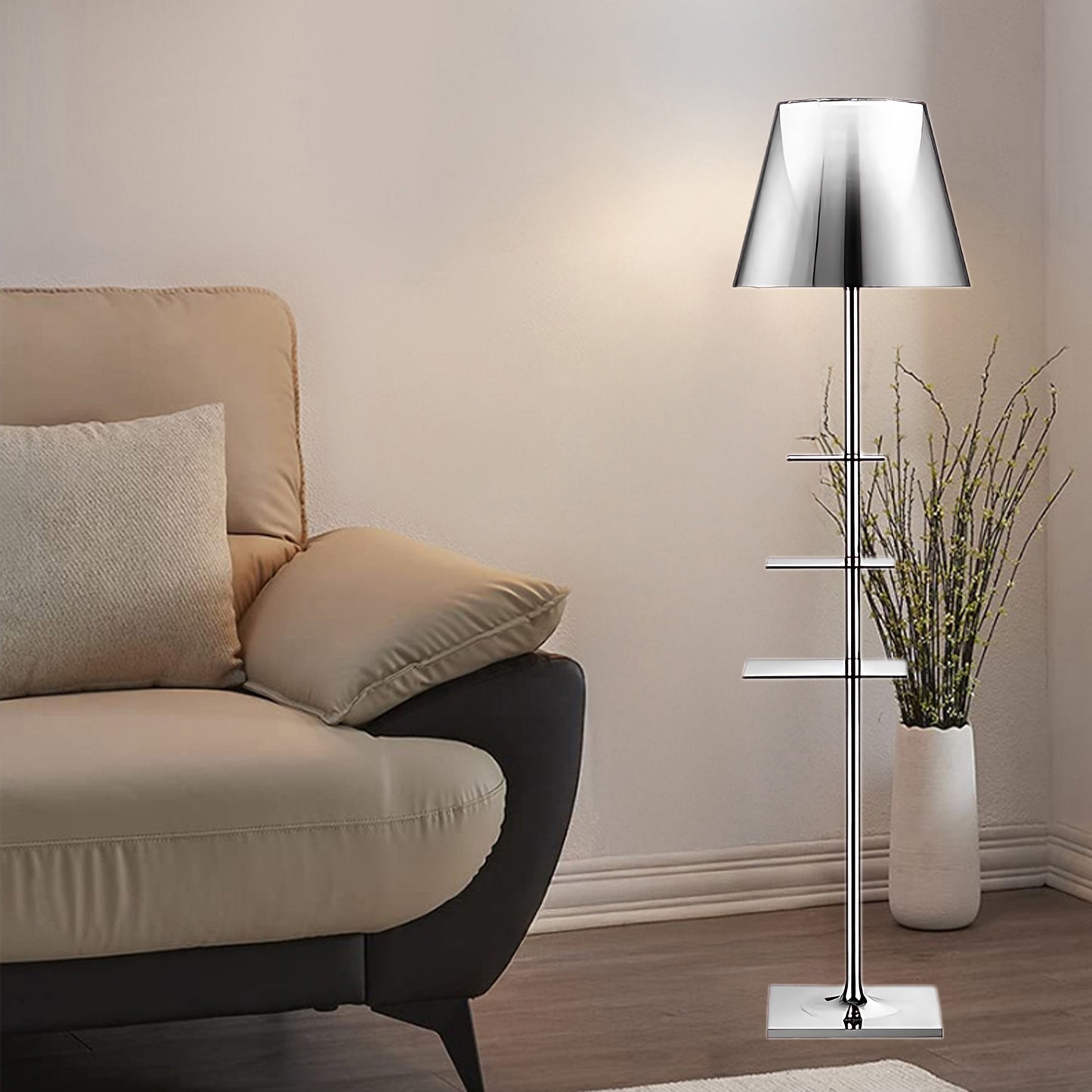 Chrome Prism Side Table Modern Metal Floor Lamp