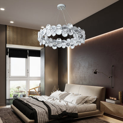 Chrome Round Crystal Modern Steel Chandelier