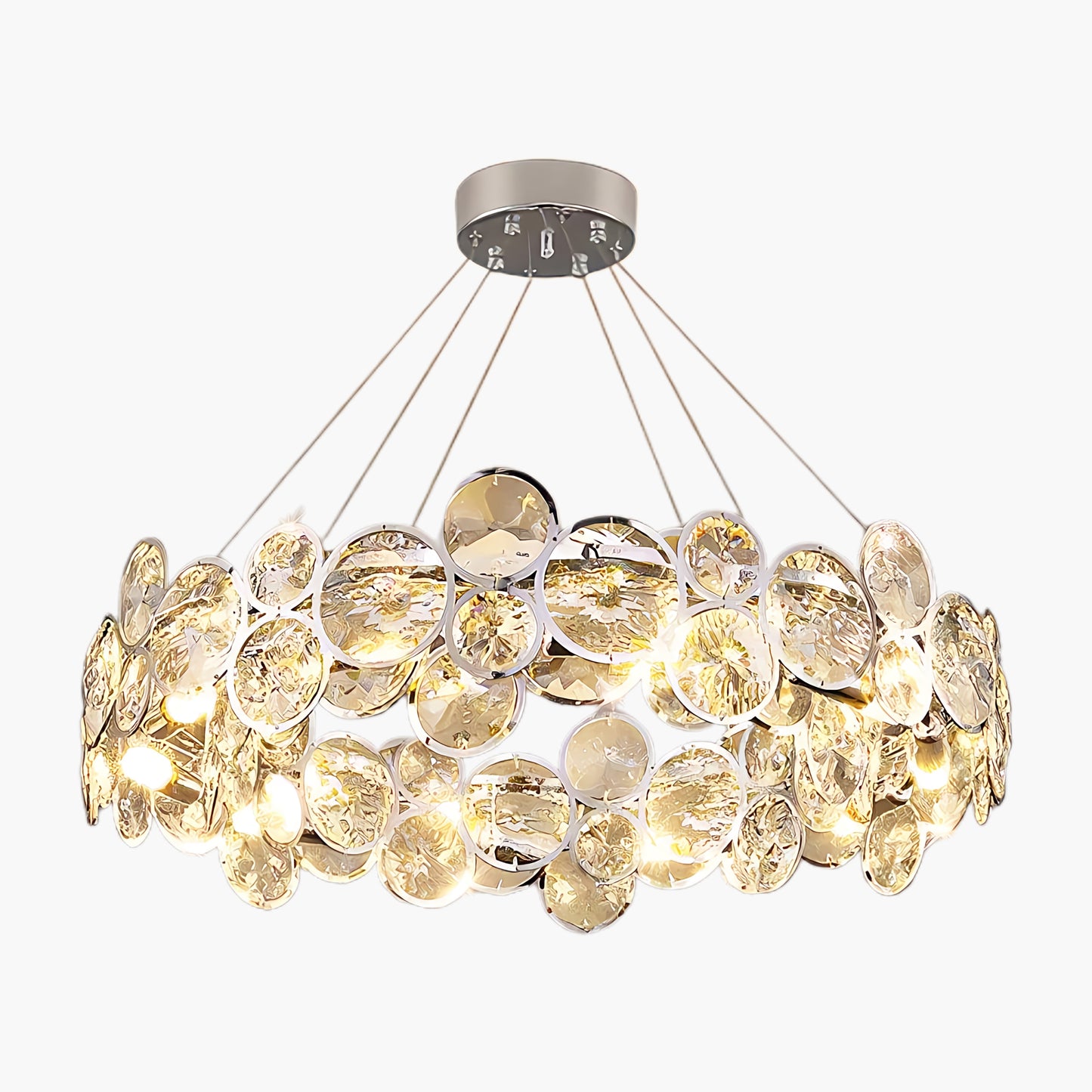 Chrome Round Crystal Modern Steel Chandelier