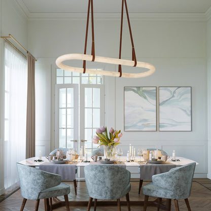 Circle Alabaster Luxury Metal Chandelier