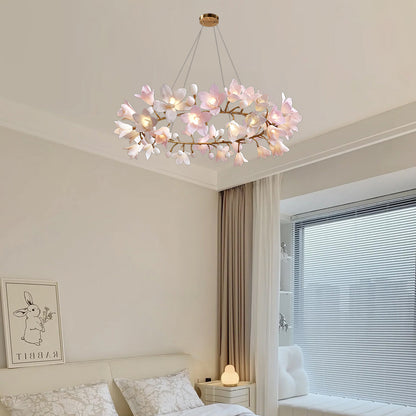 Circular Blossom Art Deco Ceramic Chandelier