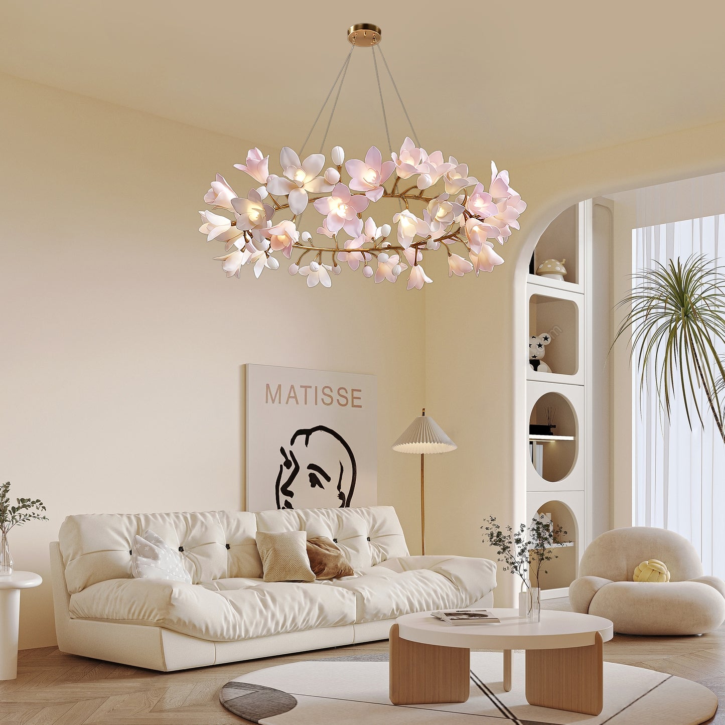 Circular Blossom Art Deco Ceramic Chandelier