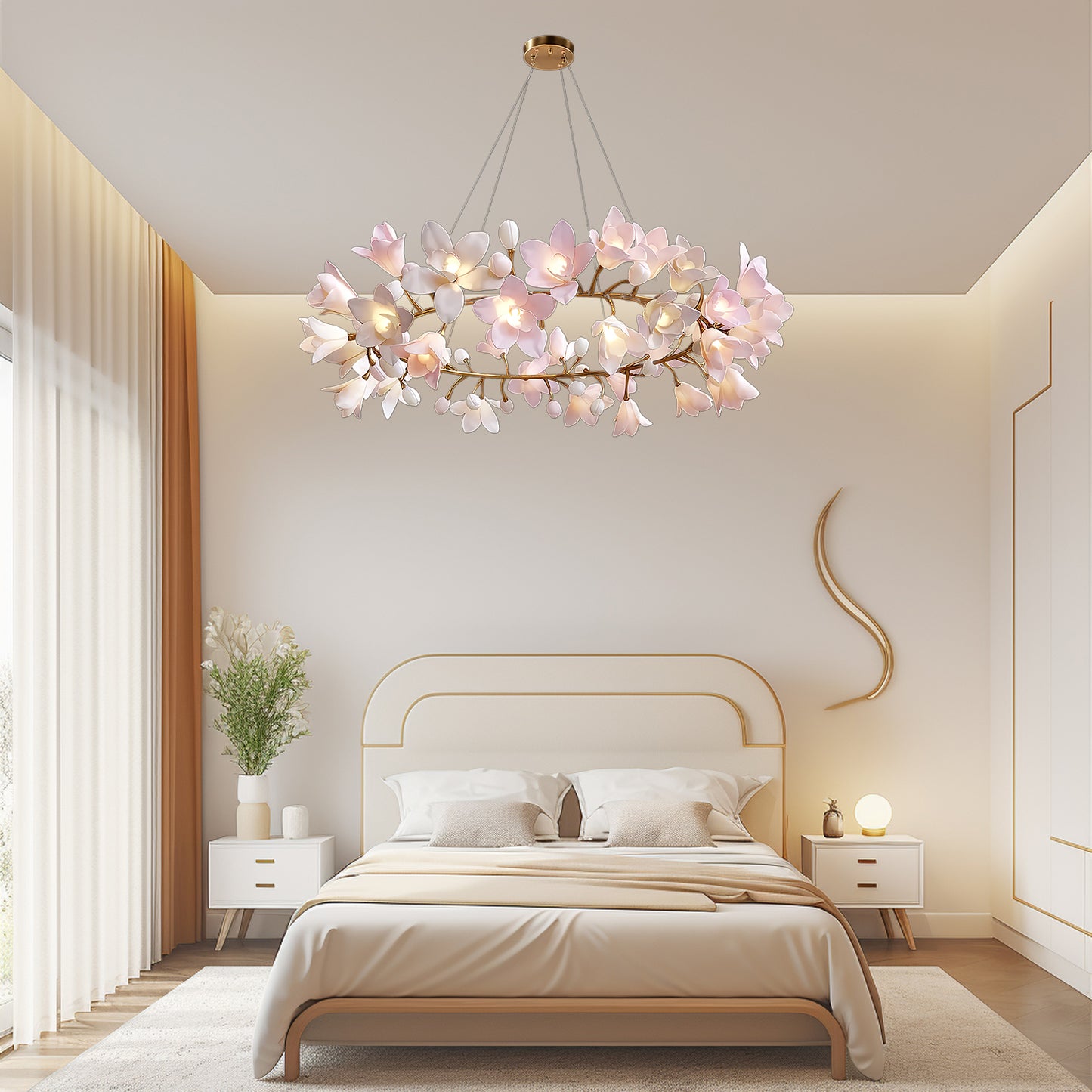 Circular Blossom Art Deco Ceramic Chandelier