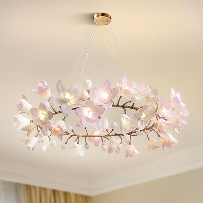 Circular Blossom Art Deco Ceramic Chandelier