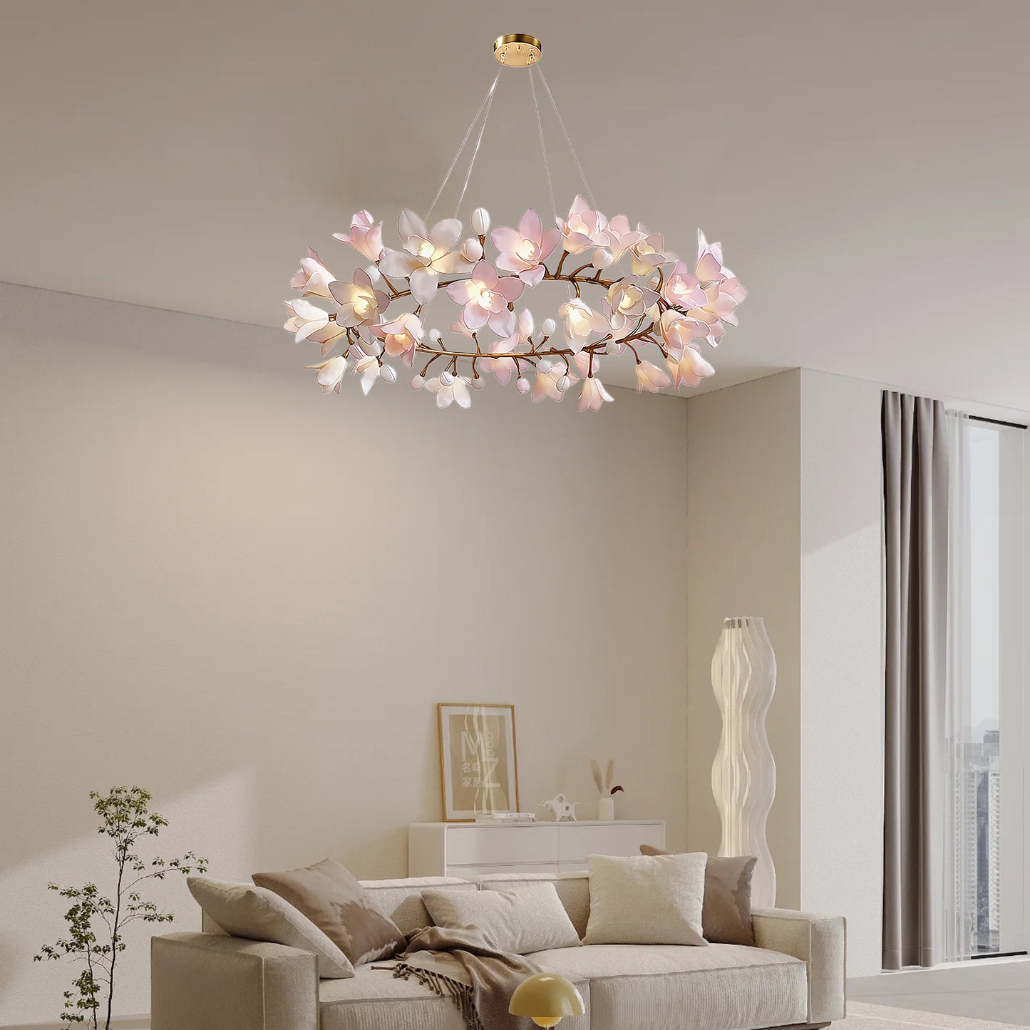 Circular Blossom Art Deco Ceramic Chandelier