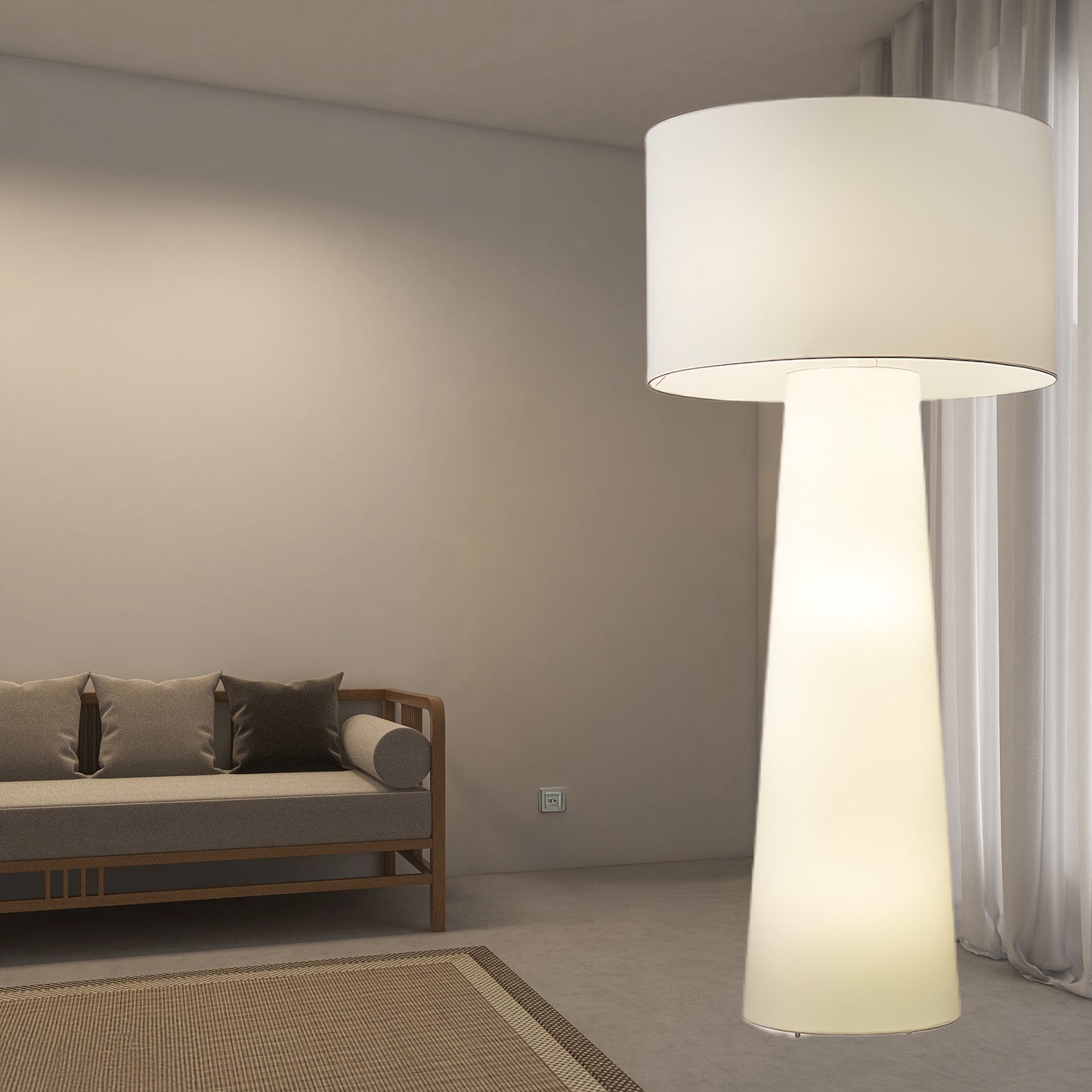 Column Fabric Contemporary Metal Floor Lamp