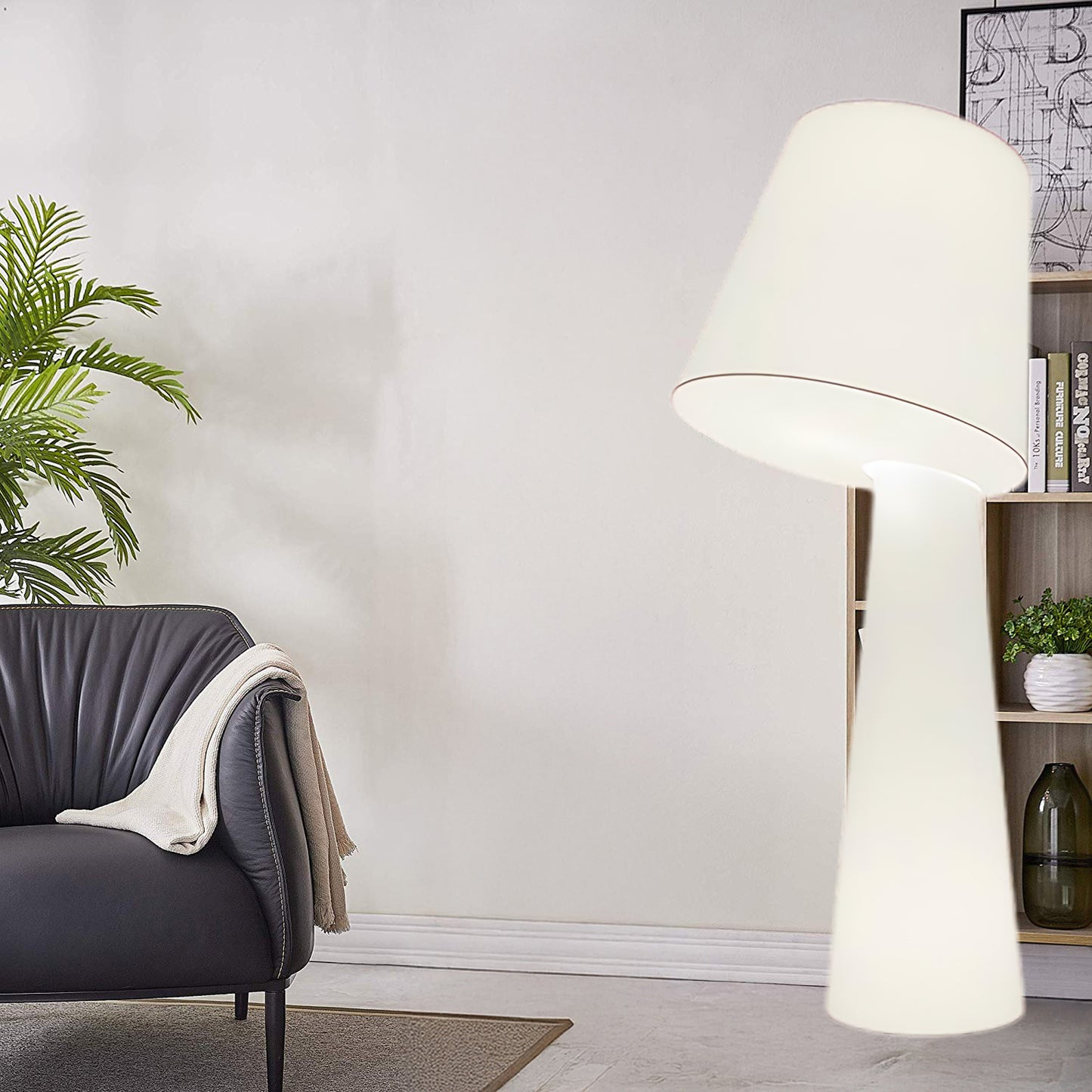 Column Fabric Contemporary Metal Floor Lamp