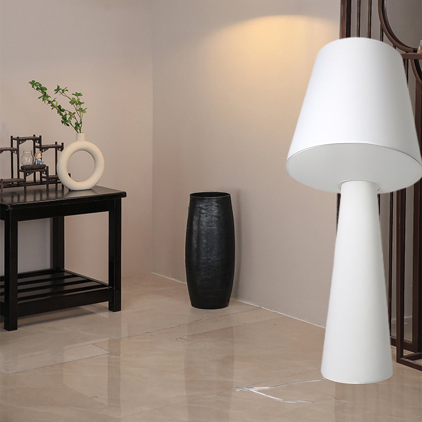 Column Fabric Contemporary Metal Floor Lamp