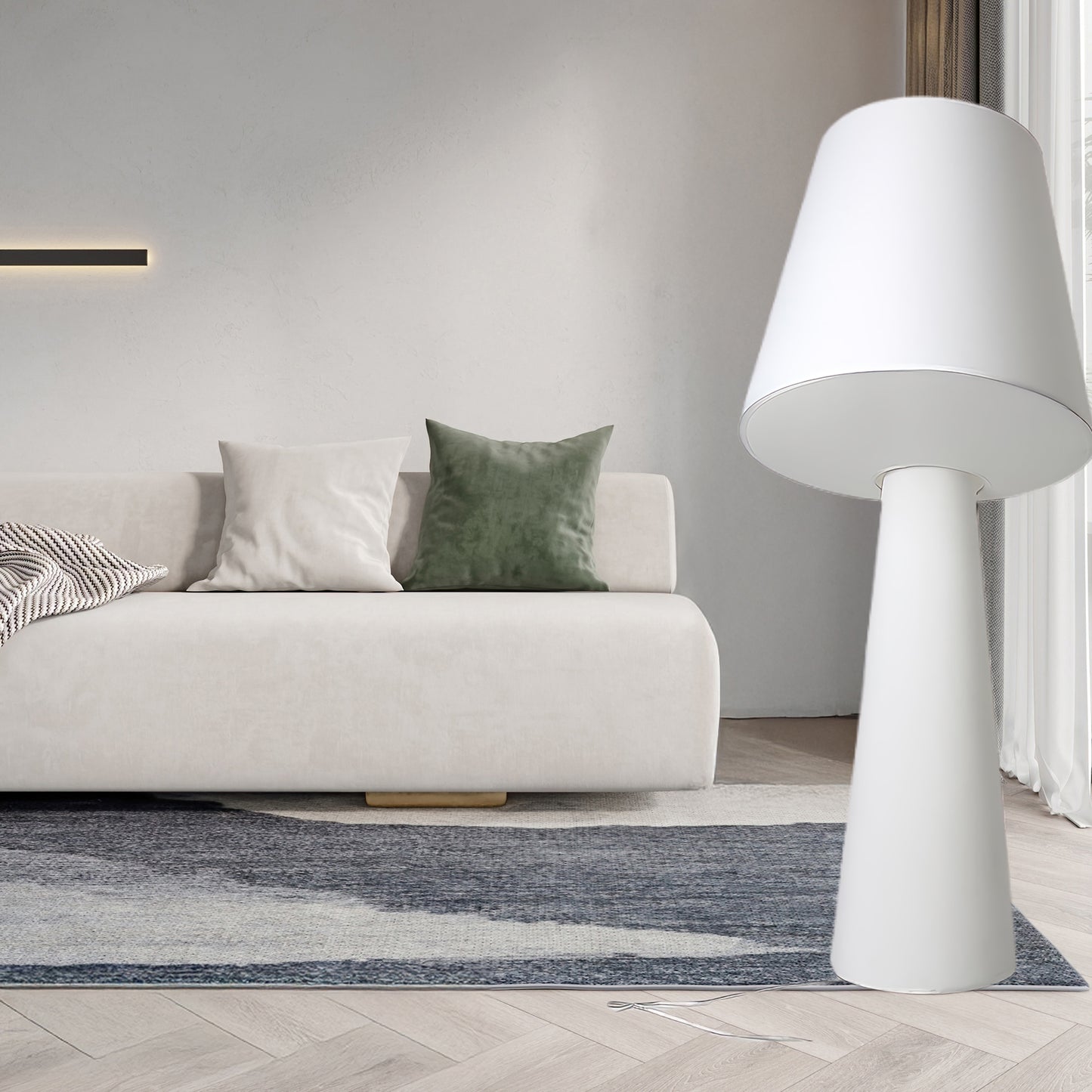 Column Fabric Contemporary Metal Floor Lamp