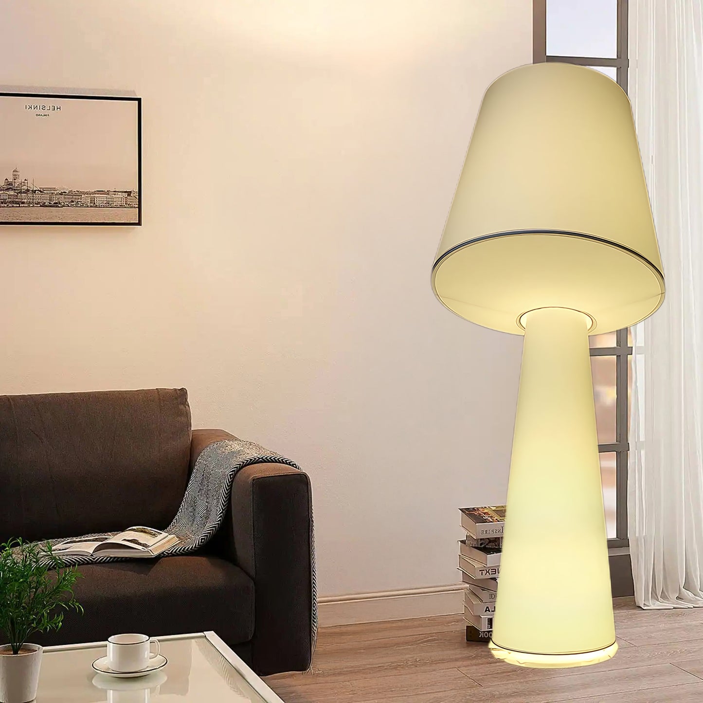 Column Fabric Contemporary Metal Floor Lamp